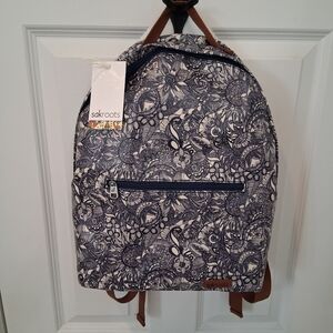 Sakroots Navy and White Artist Circle Patterned Backpack